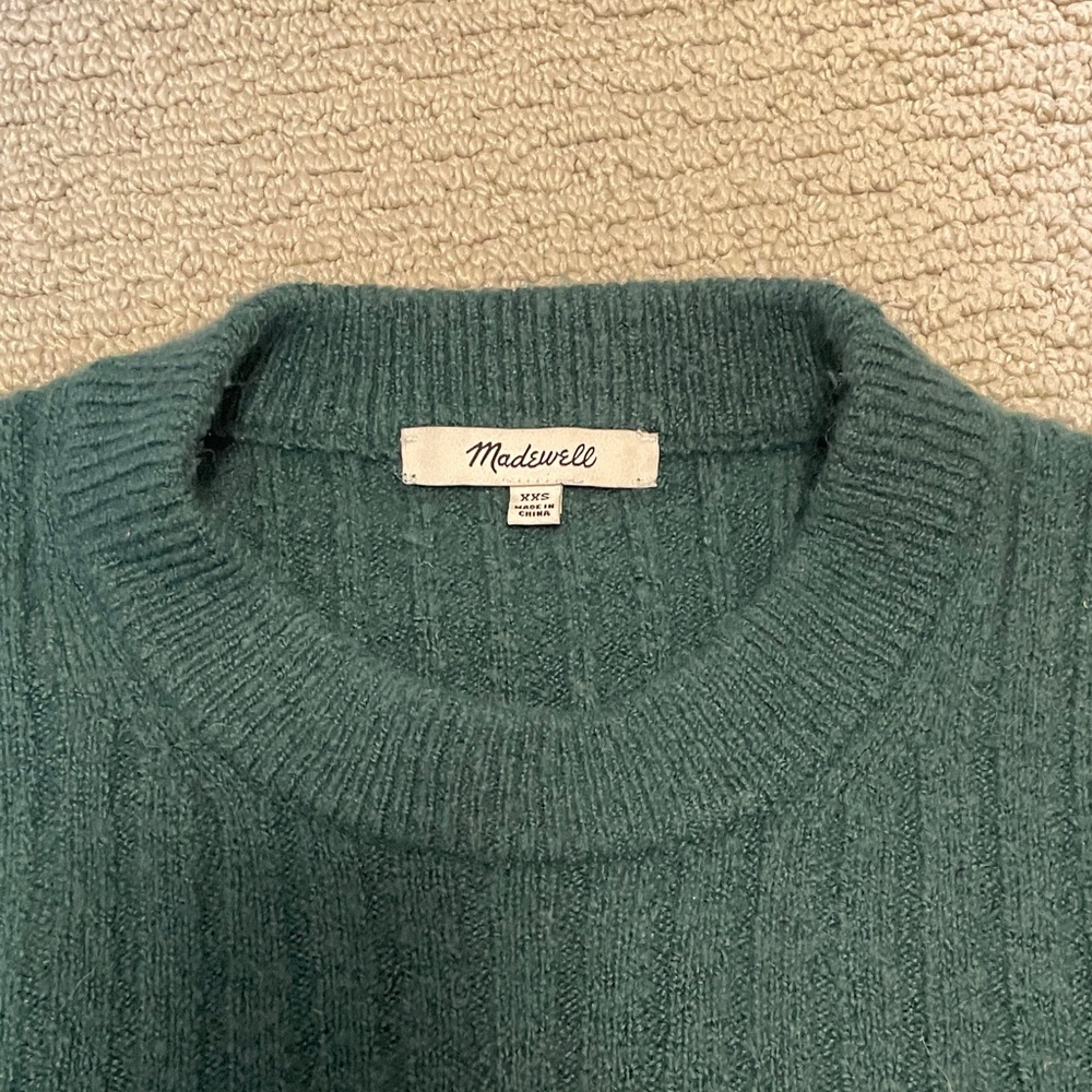 Madewell Women's Forest Green Crew Neck Sweater - Picture 3 of 6